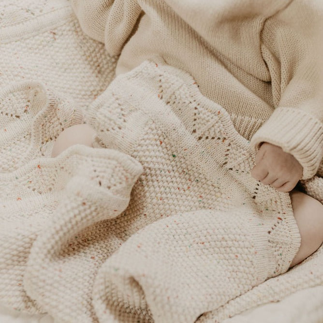 Lace Knit Blanket Speckled Oat tiny by nature