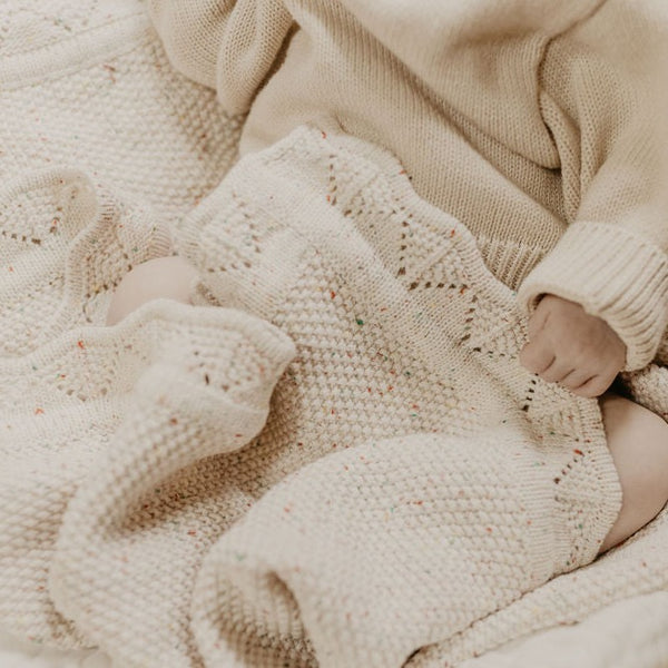 Lace Knit Blanket | Speckled Oat