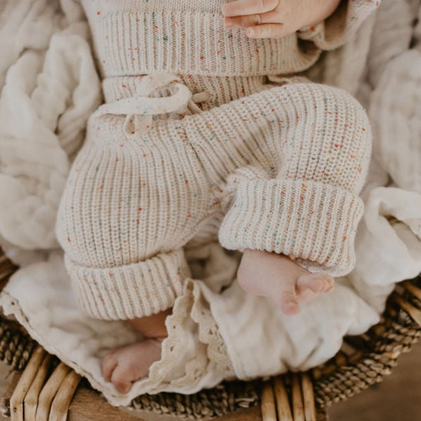 Chunky Knit Leggings | Speckled oat