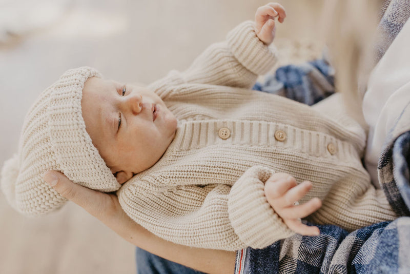 Pom Knit Beanie | Wheat