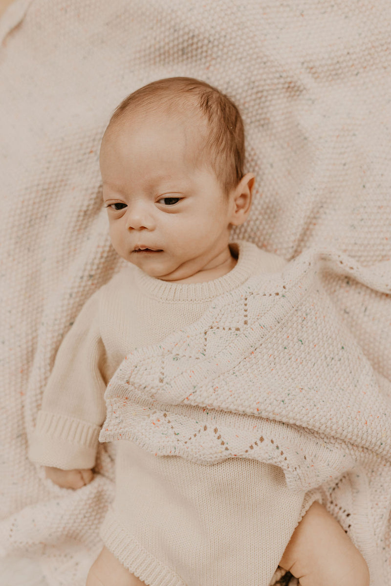 Lace Knit Blanket | Speckled Oat