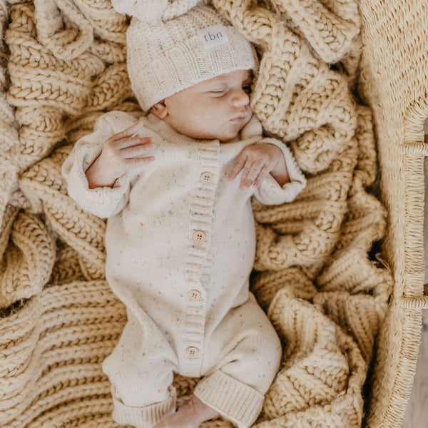 Classic Knit Romper | Speckled Oat