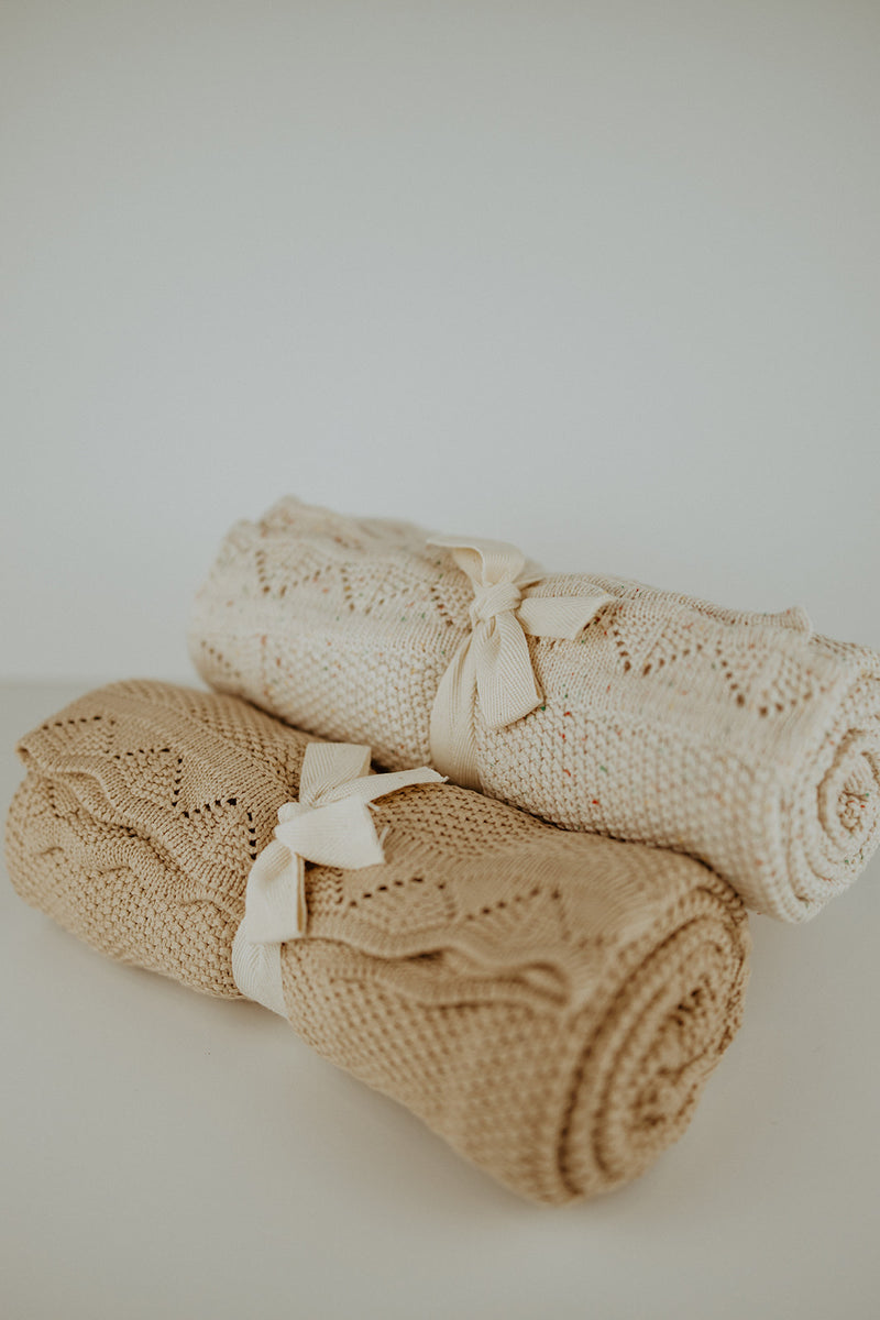 Lace Knit Blanket | Speckled Oat