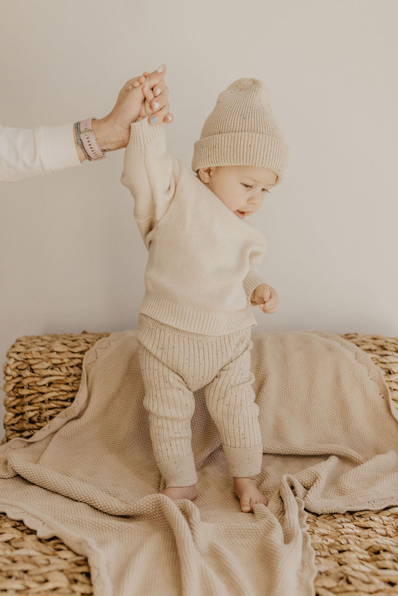 Classic Knit Leggings | Speckled wheat