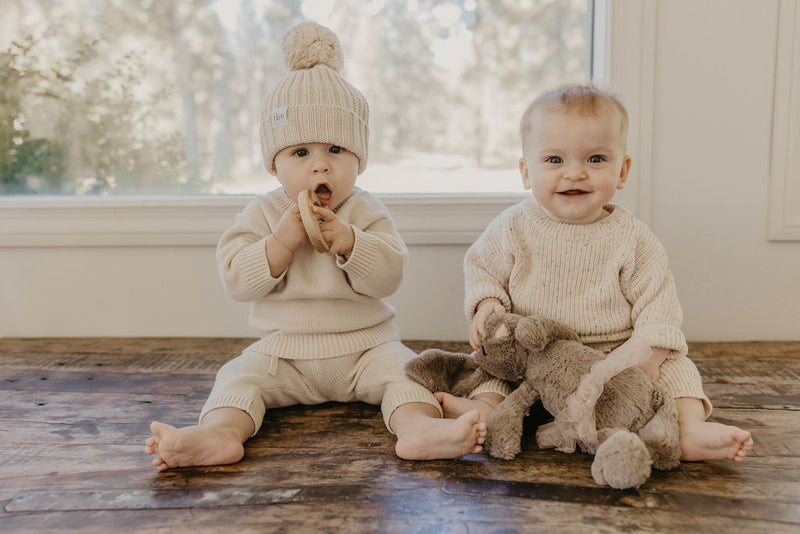 Pom Knit Beanie | Nude
