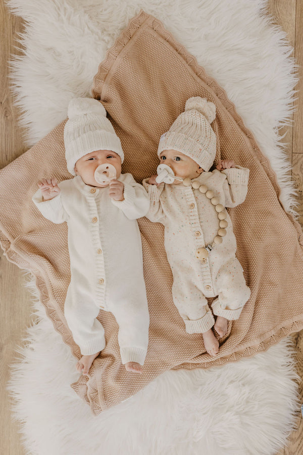 Classic Knit Romper | Speckled Oat