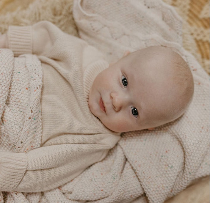 Lace Knit Blanket | Speckled Oat