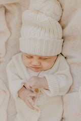 Pom Knit Beanie | Snow